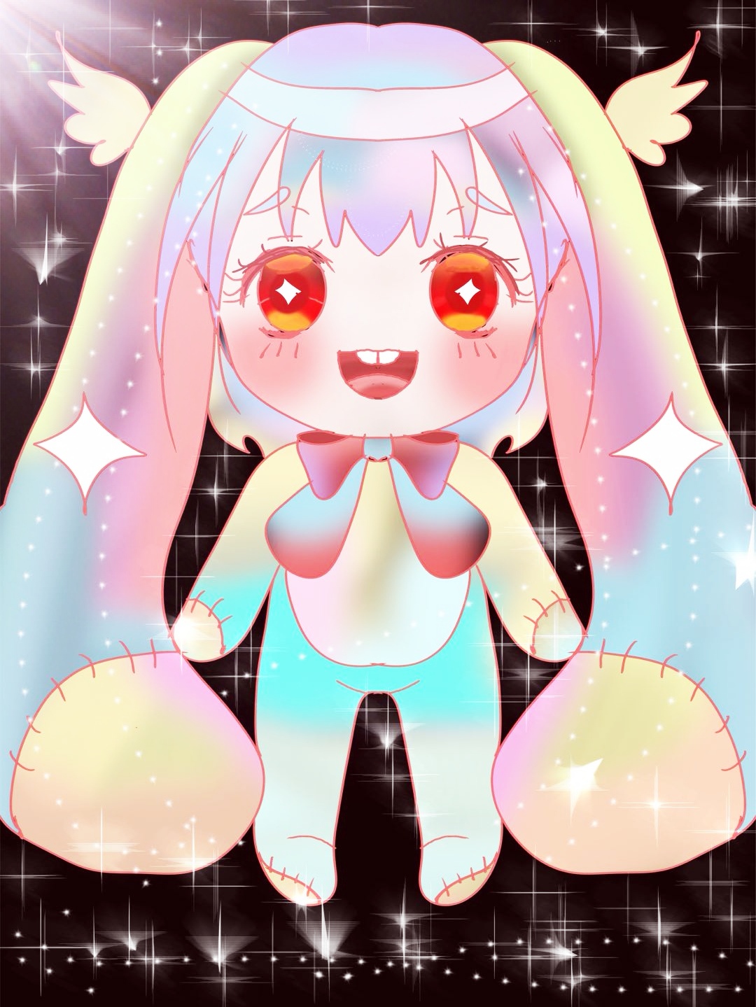 彩虹兔插画图片壁纸