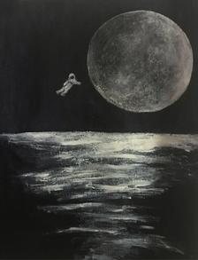 宇航员与月球插画图片壁纸