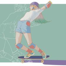 滑板少年B插画图片壁纸