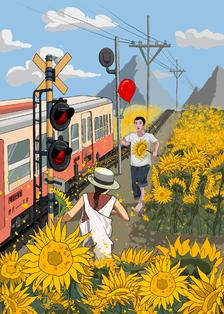原创插画《夏天的向日葵》插画图片壁纸