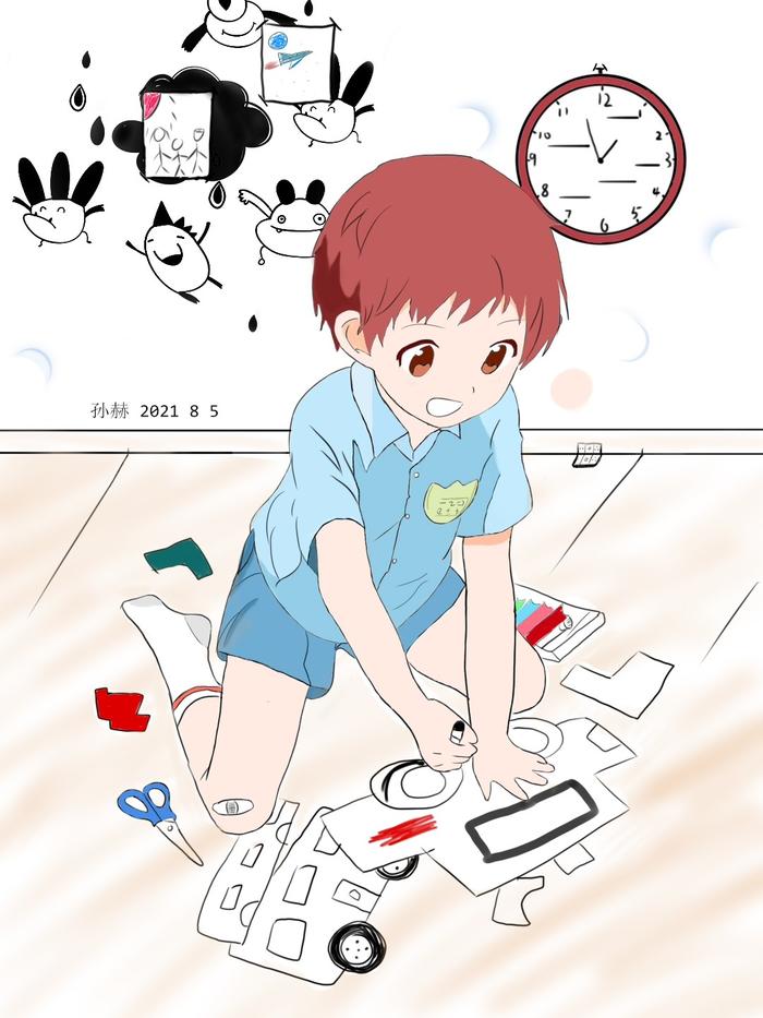 幼稚园小男孩插画图片壁纸