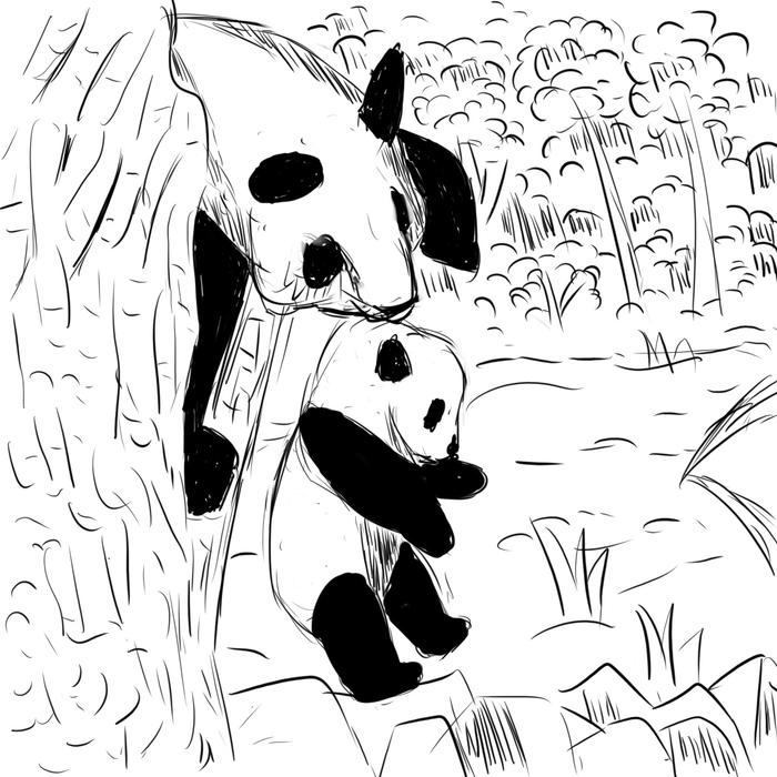 熊猫漫画萌插画图片壁纸
