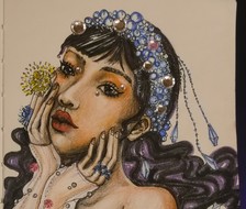 珍珠女孩系列-头像女彩铅头像