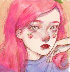 草莓味的粉色少女插画图片壁纸