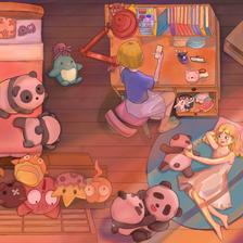 小熊猫的日常插画图片壁纸