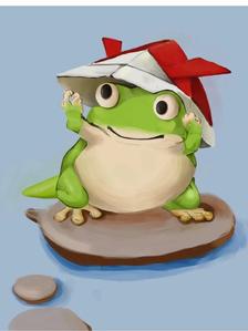 红帽青蛙插画图片壁纸