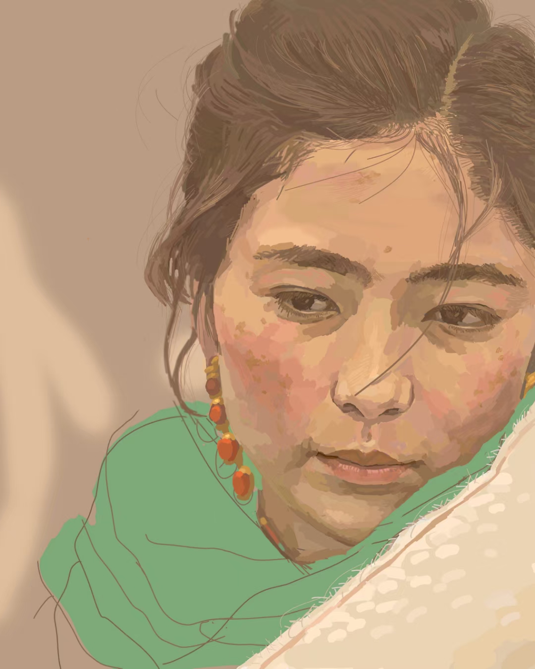 藏族姑娘插画图片壁纸