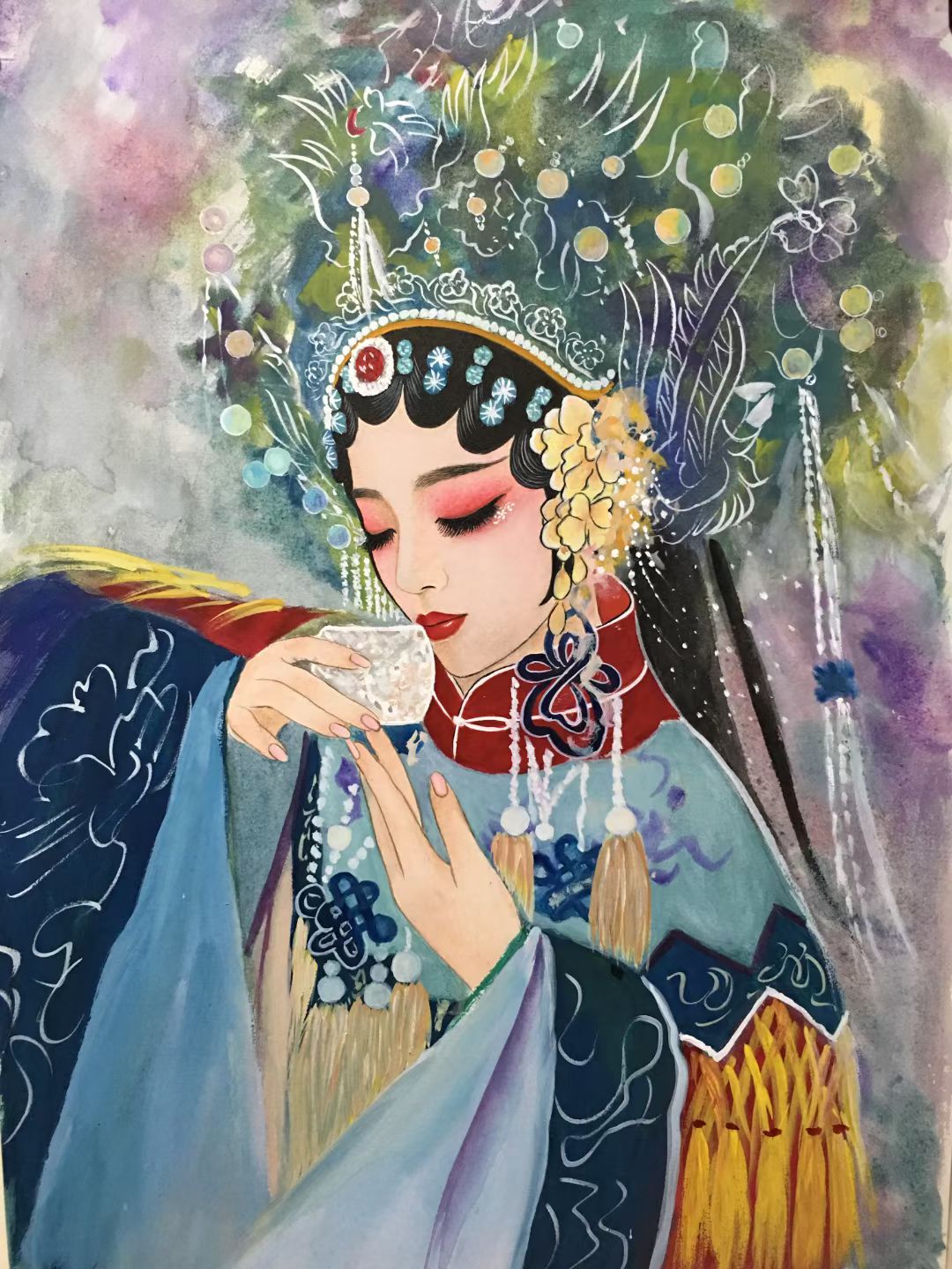 贵妃醉酒插画图片壁纸