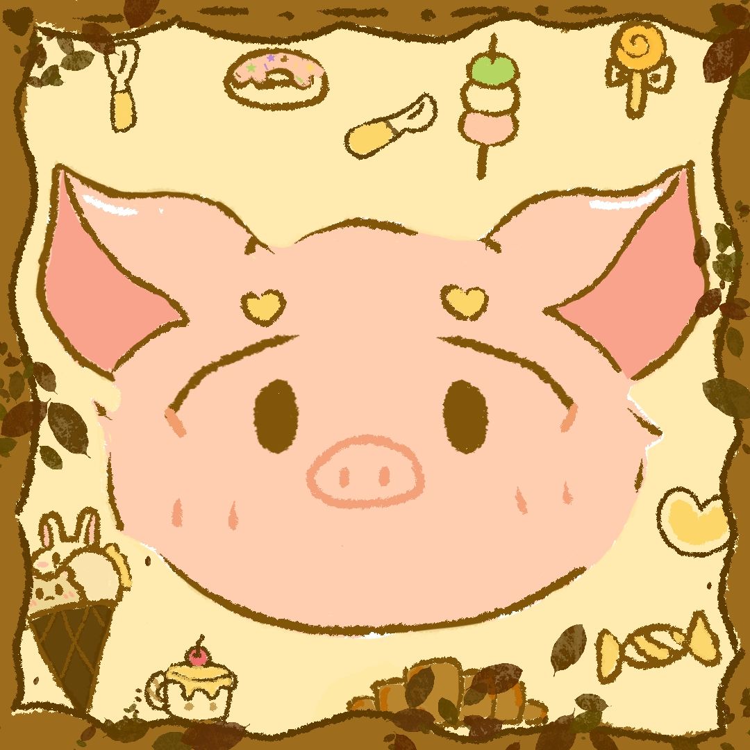 定制秋日小猪头像插画图片壁纸