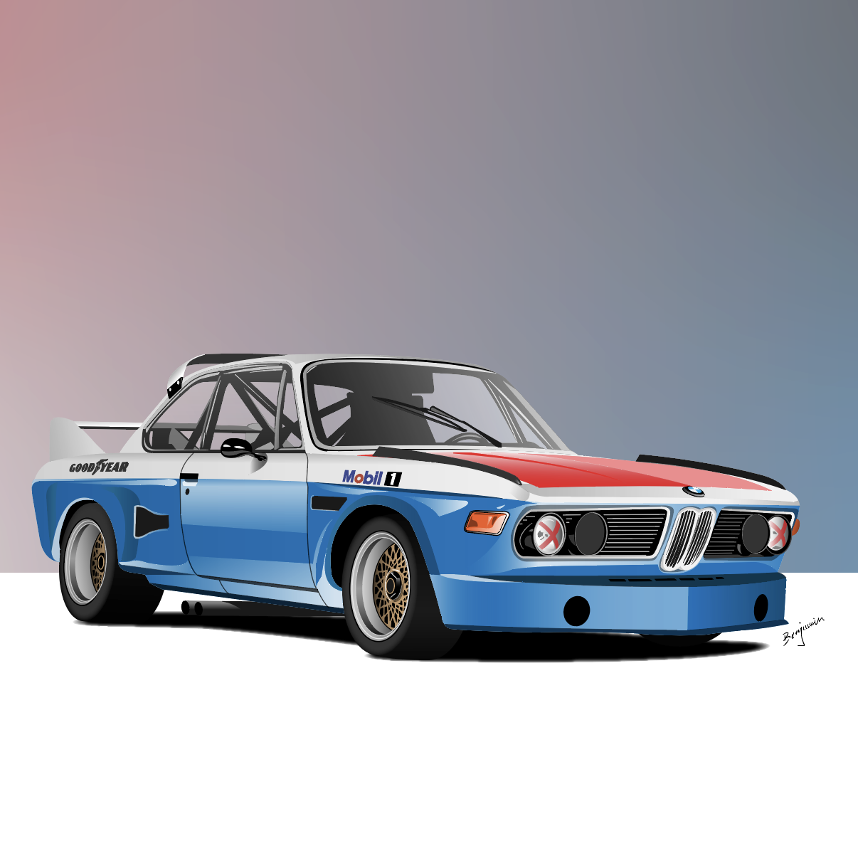 BMW 3.0 E9SCL 宝马M系鼻祖插画图片壁纸