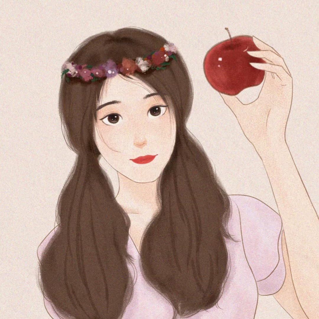 一个手拿苹果的公主👸🏻插画图片壁纸