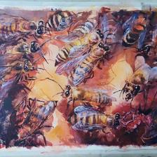 《蜂群》水彩写生插画图片壁纸