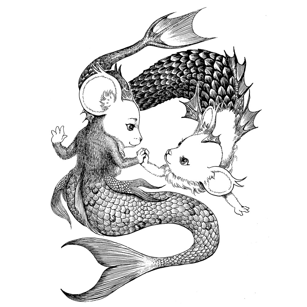 星肖绘 - 双鱼座 生肖鼠插画图片壁纸