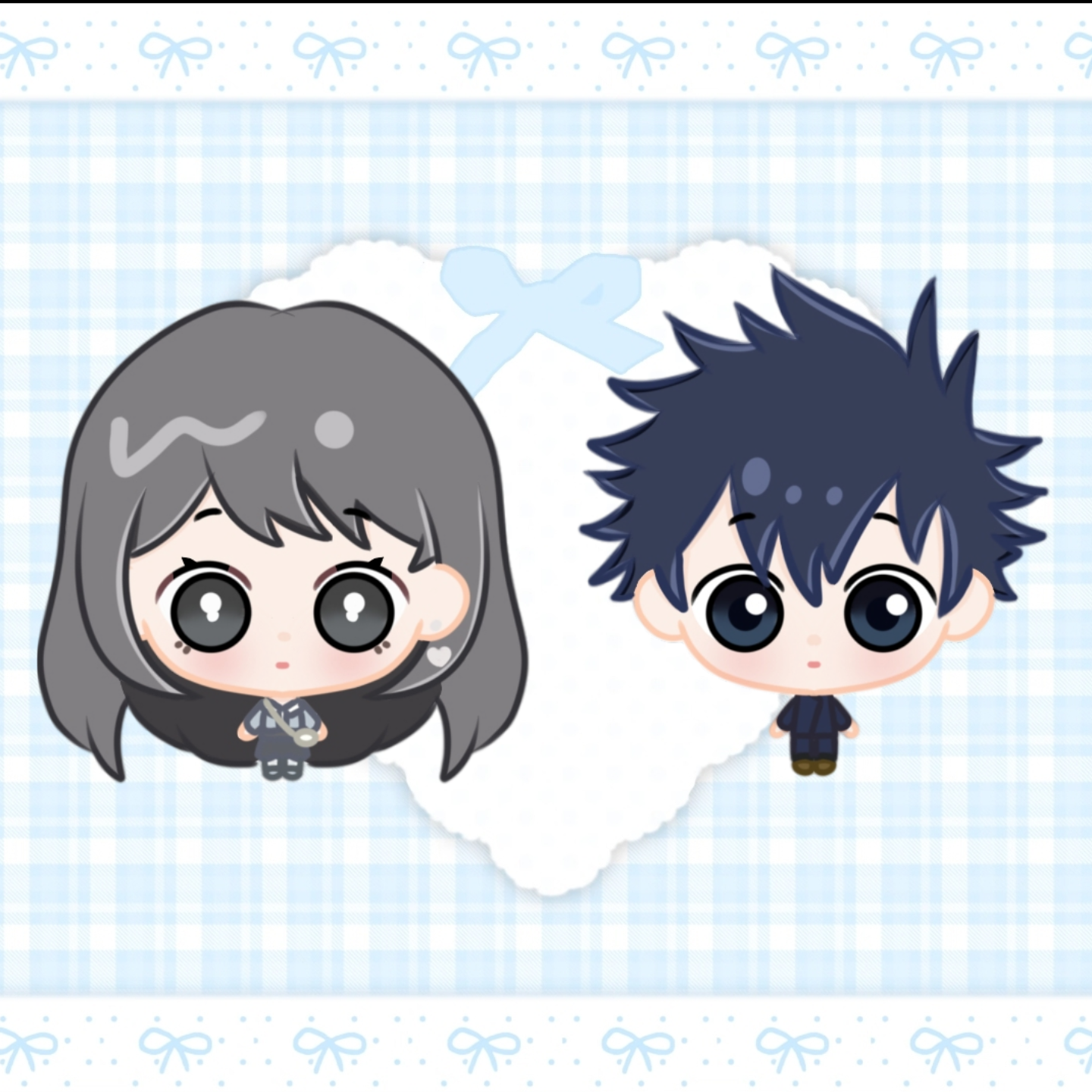 双人站立小人插画图片壁纸