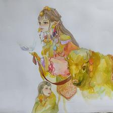 藏族女孩插画图片壁纸