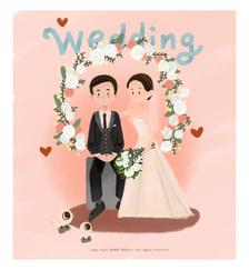 新婚快乐！插画图片壁纸