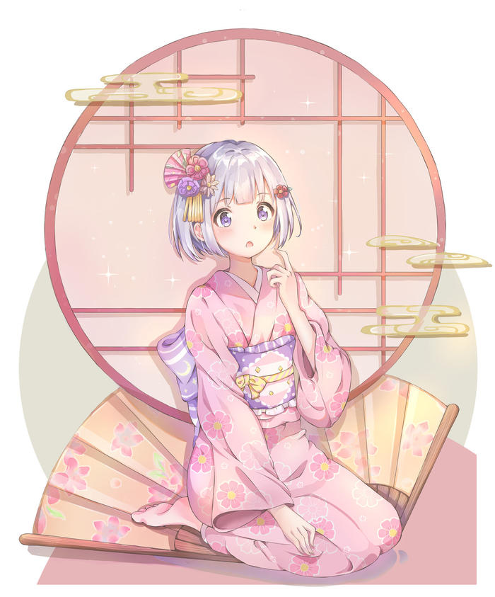 和服少女插画图片壁纸