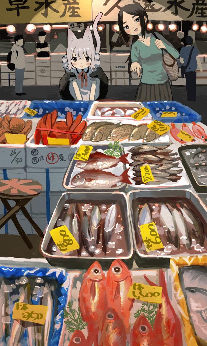 魚市插画图片壁纸