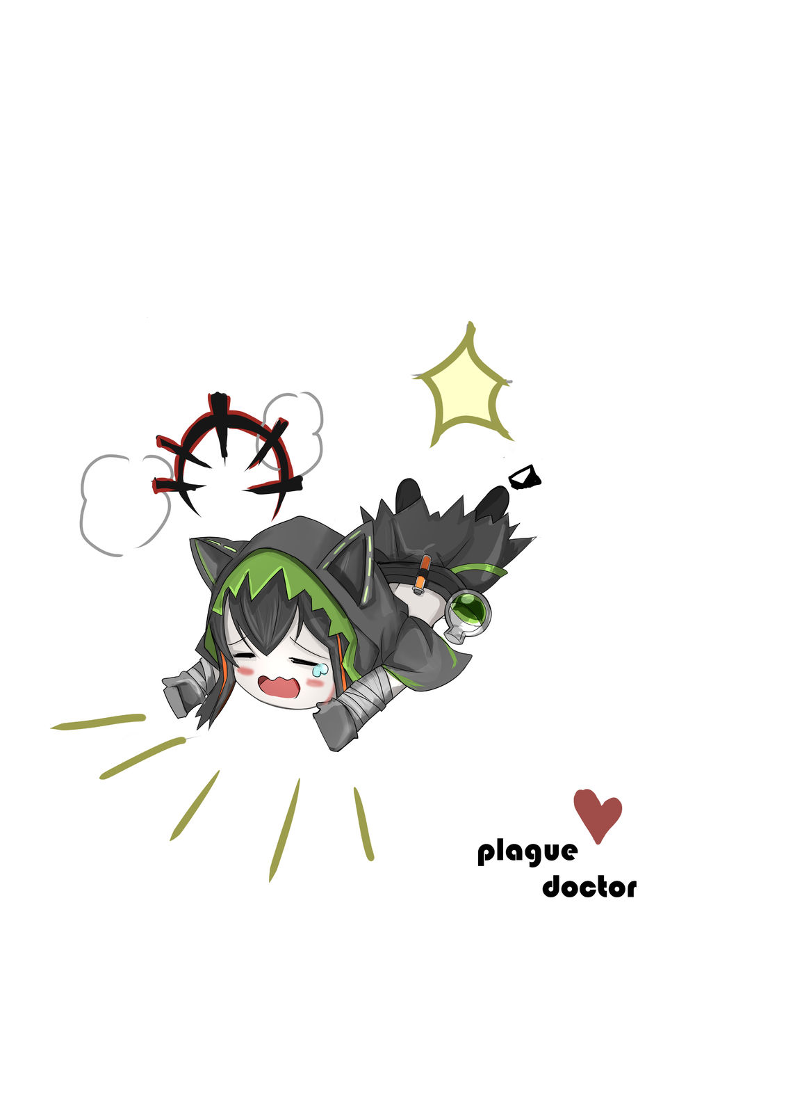 plague doctor with cat ear插画图片壁纸