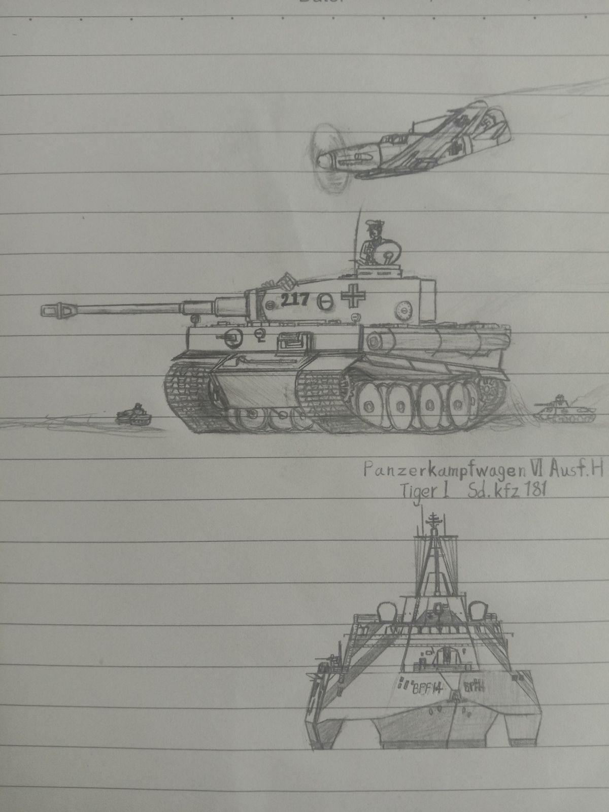 随笔画-虎式坦克&独立级濒海战斗舰插画图片壁纸
