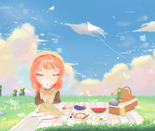春季野餐少女-电商插画儿童插画