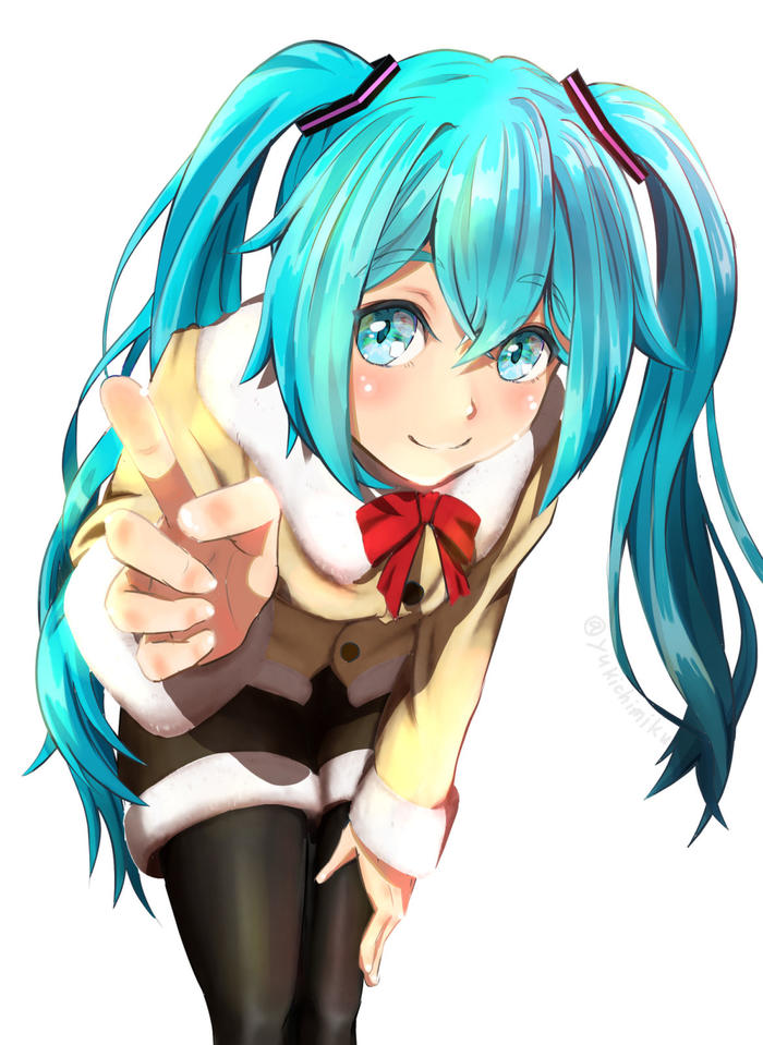 透过玻璃传达的初音未来插画图片壁纸