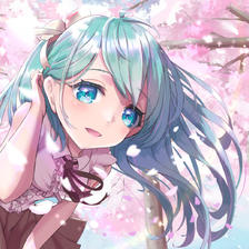 和初音未来一起赏花约会插画图片壁纸