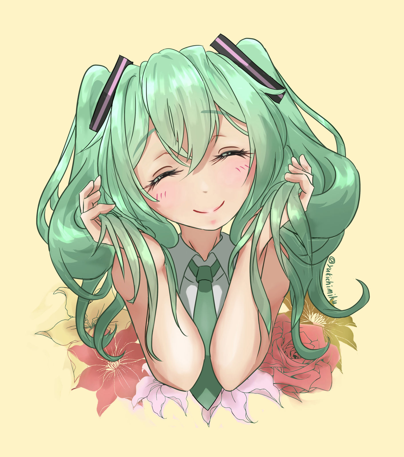 双马尾日初音未来插画图片壁纸