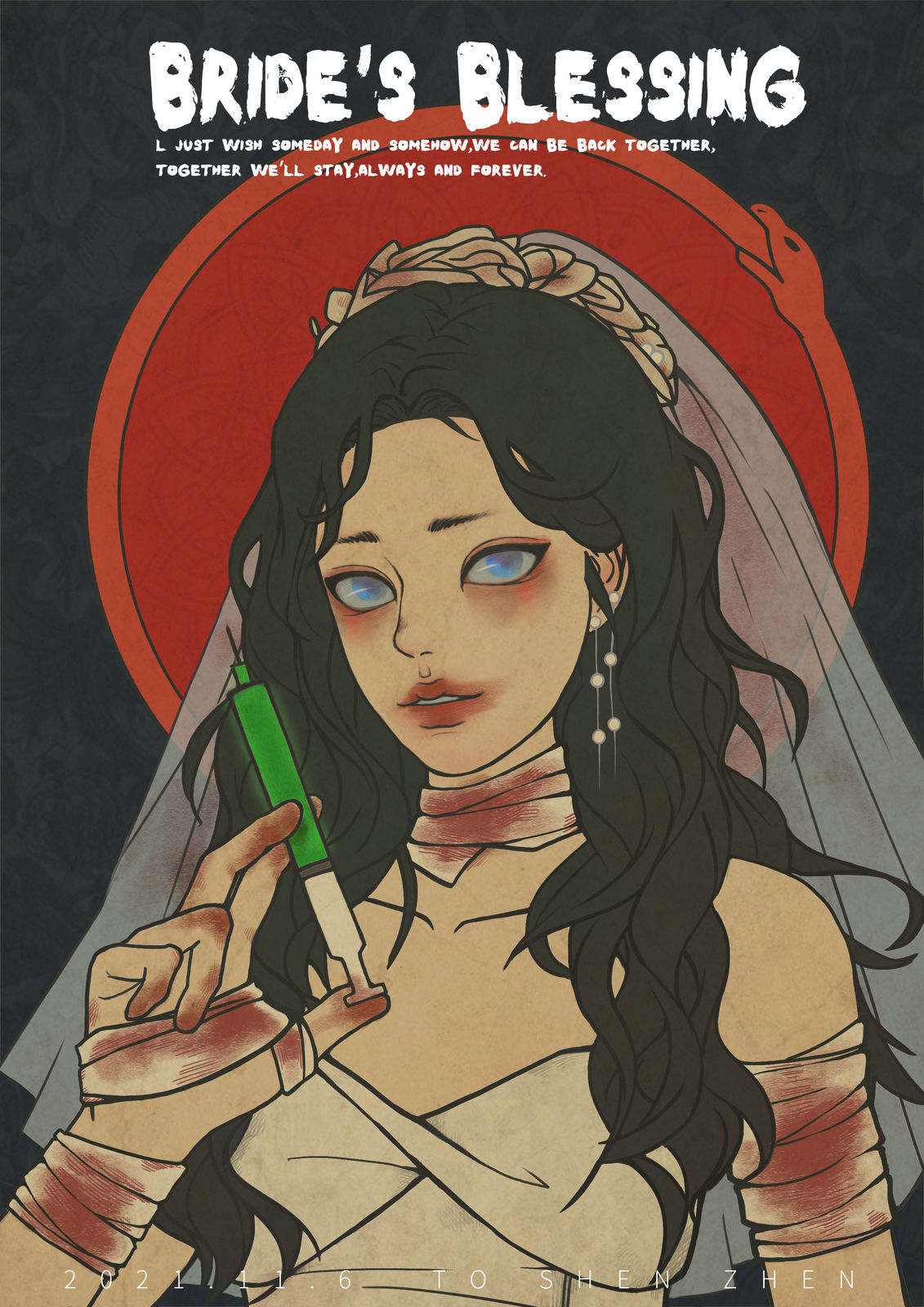 万圣节系列-新娘插画图片壁纸