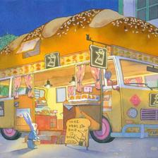 面包车都是卖面包的插画图片壁纸