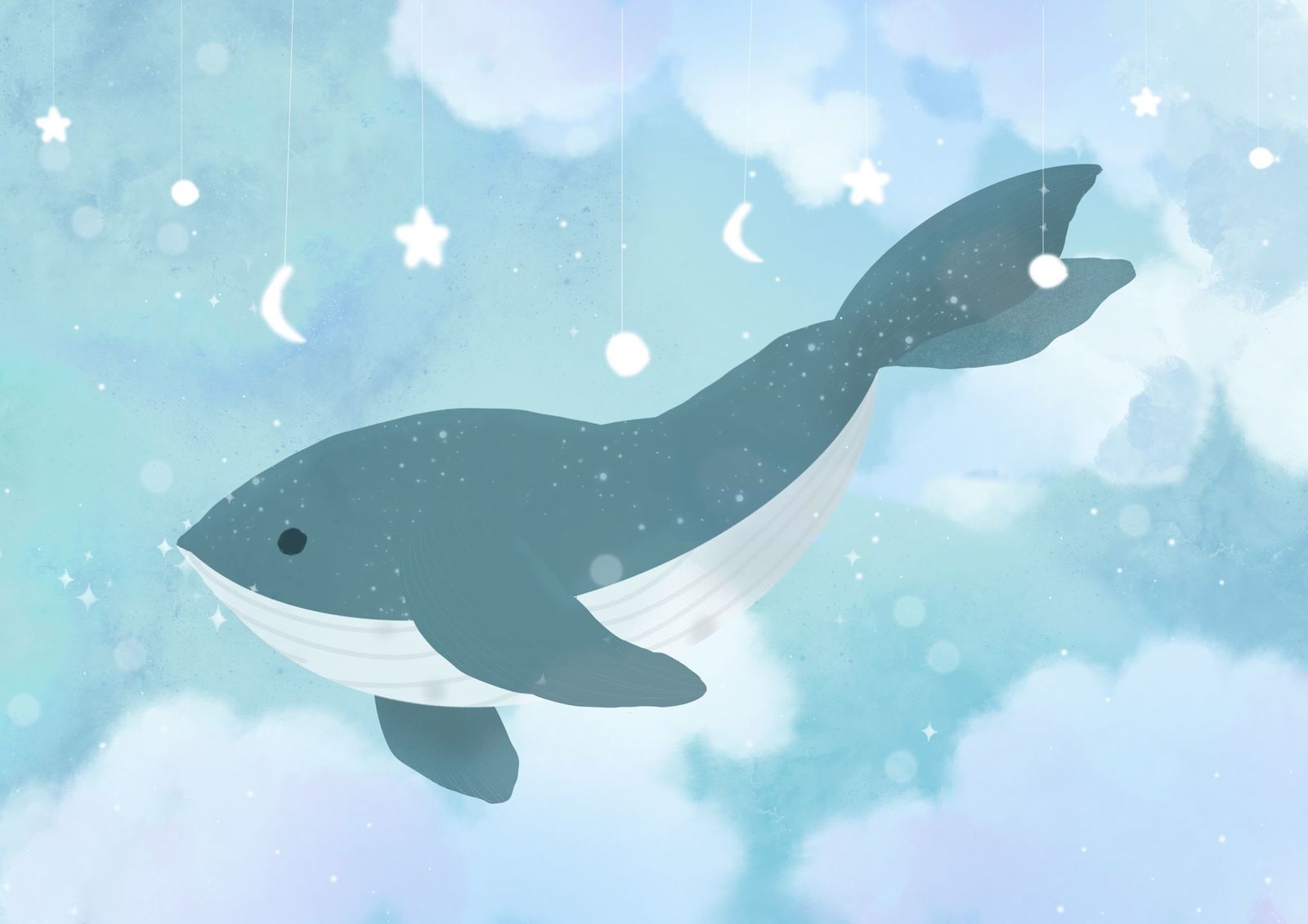 梦幻鲸鱼插画图片壁纸