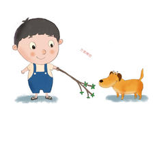 小狗，你喜欢吃树叶吗？插画图片壁纸