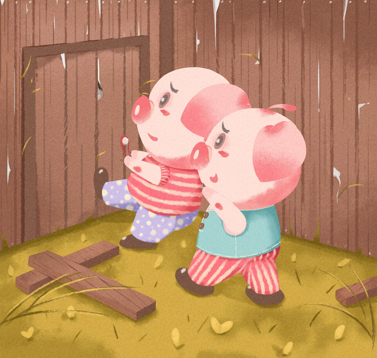 三只小猪插图-儿童绘本可可爱爱