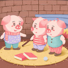 三只小猪插图插画图片壁纸