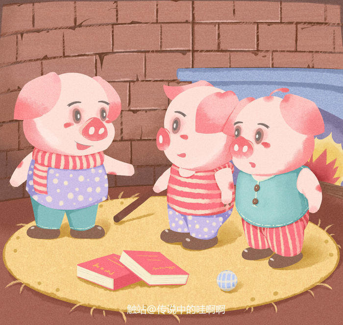 三只小猪插图插画图片壁纸