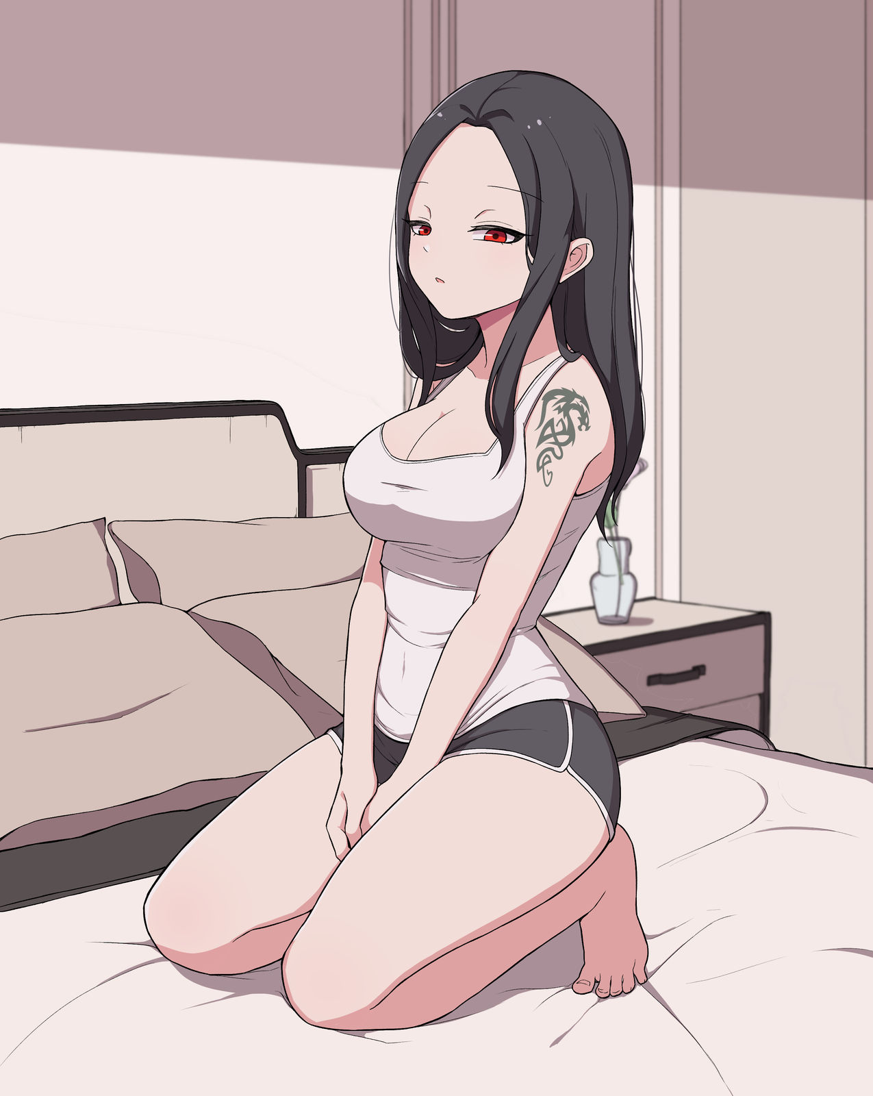 看起来床很宽的在京。插画图片壁纸
