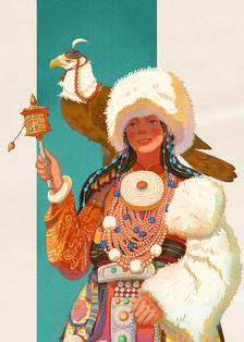 藏族姑娘插画图片壁纸