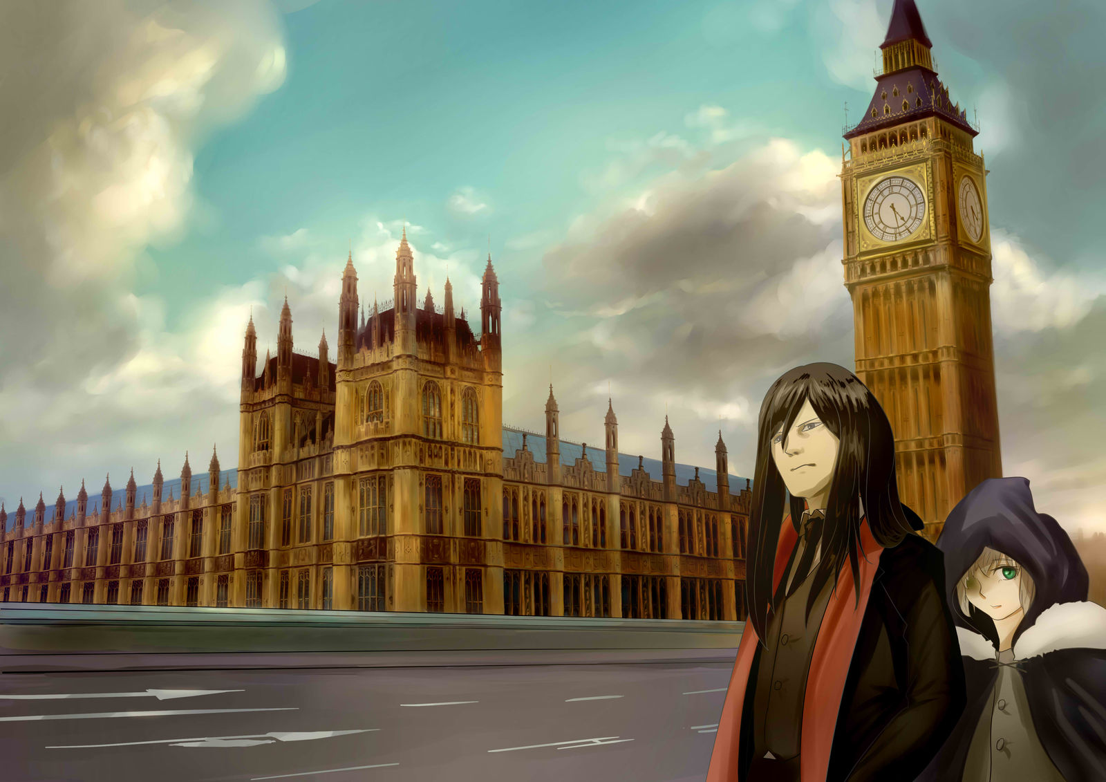 A walk in London插画图片壁纸