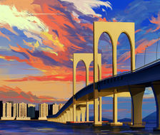 澳门西湾大桥-插画风景