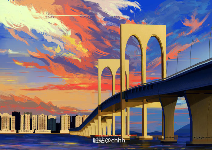 澳门西湾大桥插画图片壁纸