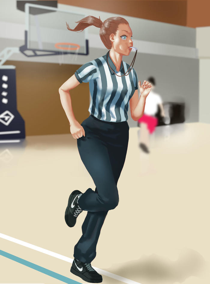 篮球女裁判插画图片壁纸