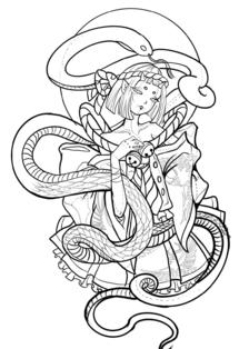 蛇女手稿插画图片壁纸