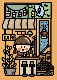 咖啡小屋插画图片壁纸