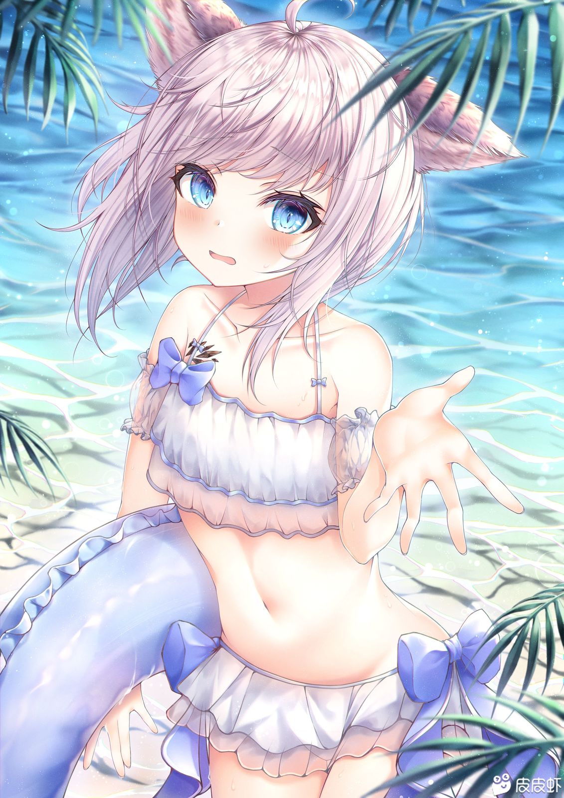 夏日泳装猫娘插画图片壁纸