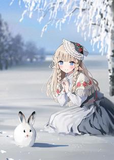 Winter rabbit插画图片壁纸