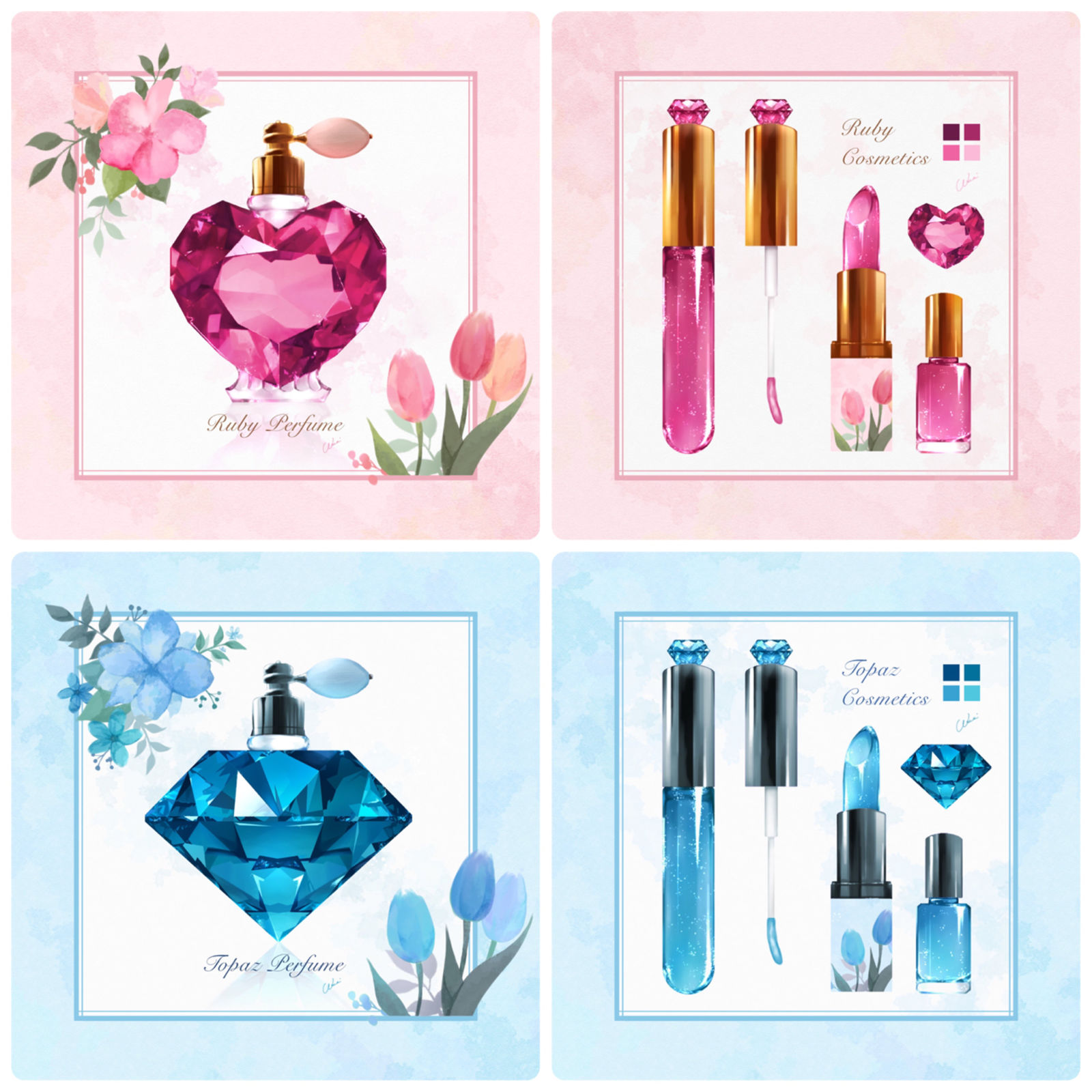 Perfume&Cosmetics 插画图片壁纸