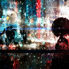 在雨中垂下的霓虹灯街插画图片壁纸