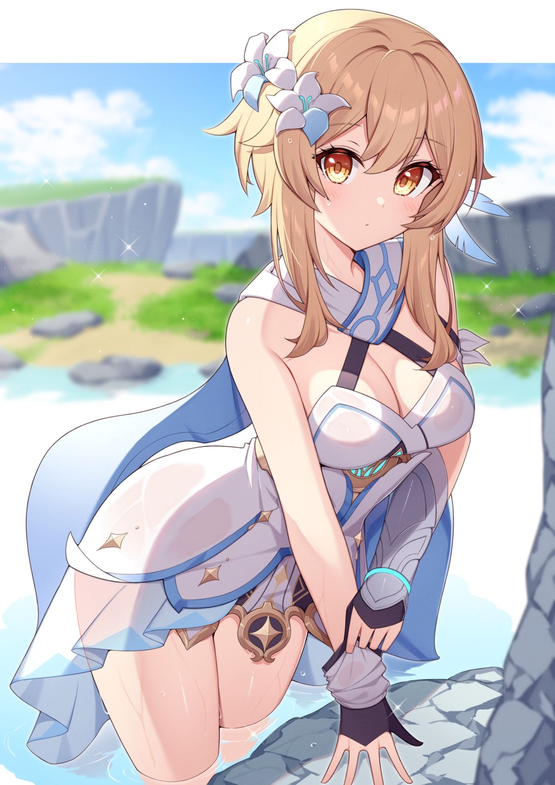 小萤-原神荧衣服湿透