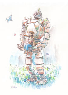 希达和机器人插画图片壁纸