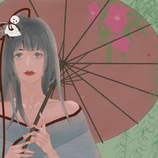 伞女插画图片壁纸